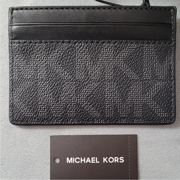 Brand New NWT MK Black Monogram Cardholder Keychain Strap Gift Set - Picture 8 of 10